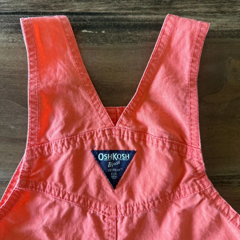 Vintage OshKosh B'gosh Neon Orange Shortalls Overalls in 2T 🧡